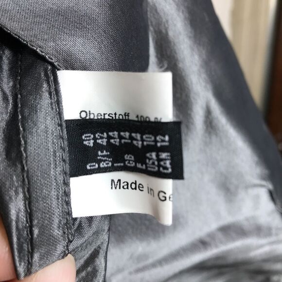 ULI SCHNEIDER Women Blazer Jacket Size 10 Silver 100% Silk - Picture 7 of 9